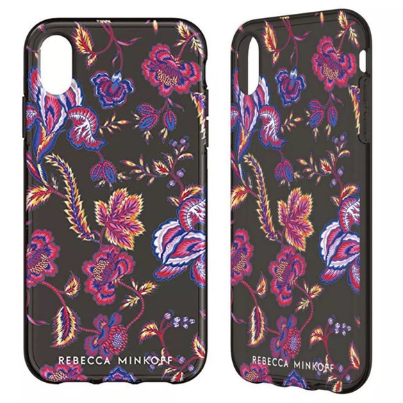 Rebecca Minkoff iPhone XR case, Hypnotic Floral blk translucent w/metallic gold - Picture 1 of 14